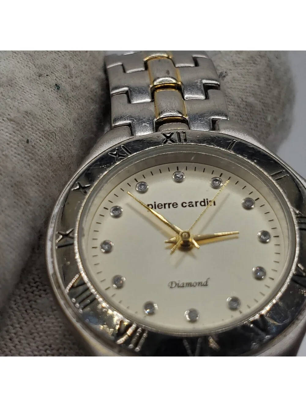 Pierre Cardin Diamond Watch Women 28mm Two-Tone New Battery